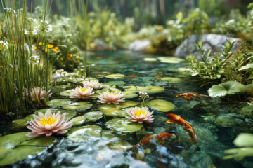 Garden pond ecosystem