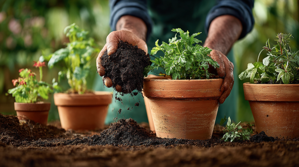 Healthy soil in pots