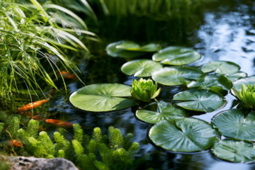 Clean and healthy pond water