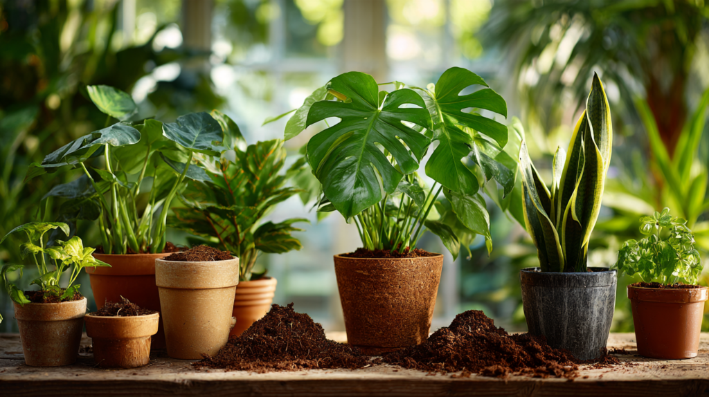 Repot houseplants