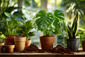 Repot houseplants